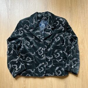 Burberry Women's Dark Velvet Blazer with Gray Patterns